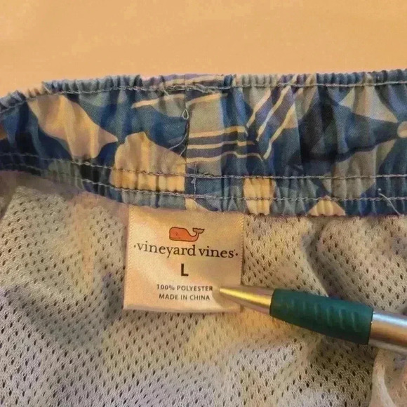Vineyard Vines Mens Umbrella Abstract Print Swim Trunks Blue White Size Large - Picture 5 of 10